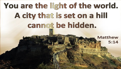 Matthew 5:14 You Are The Light Of The World A City Set On A Hill Cannot Be Hid (brown)